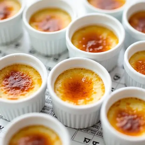 custardy French dessert NYT crossword clue grid and crème brûlée ramekins
