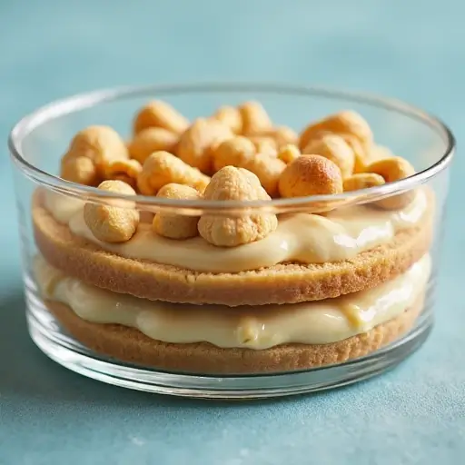 Cashew cake islands in airtight glass container