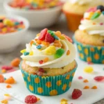 Fruity Pebbles Cupcake – vibrant, colorful treat.
