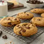 chewy mayonnaise chocolate chip cookies on wire rack