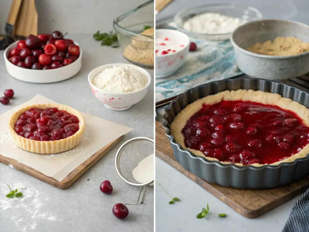 Step-by-step sugar free cherry pie preparation