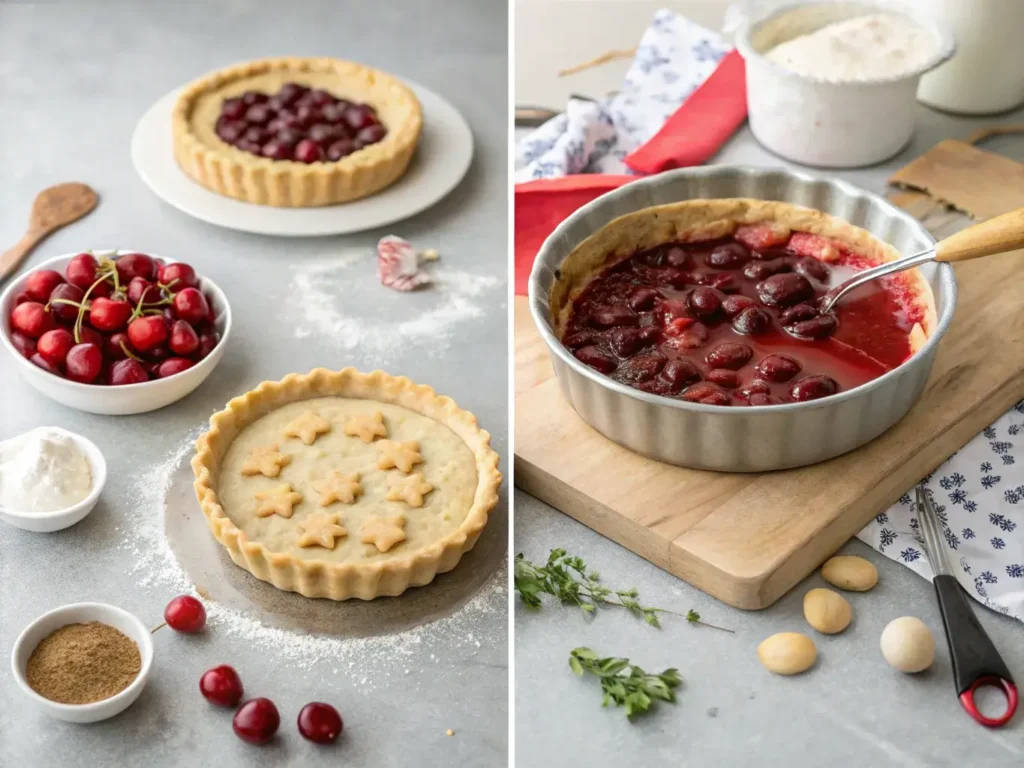 Step-by-step sugar free cherry pie preparation