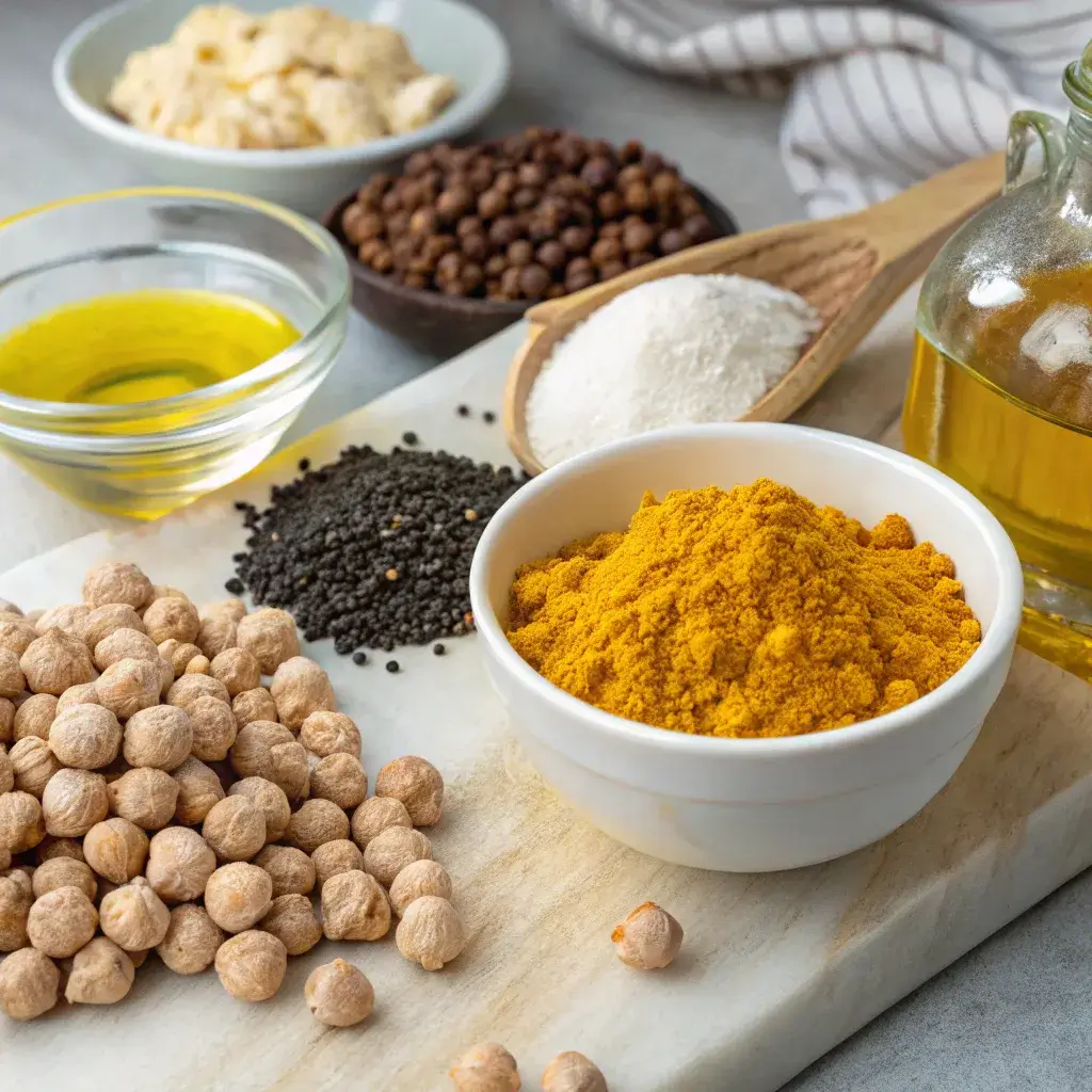 Ingredients for homemade turmeric crisps