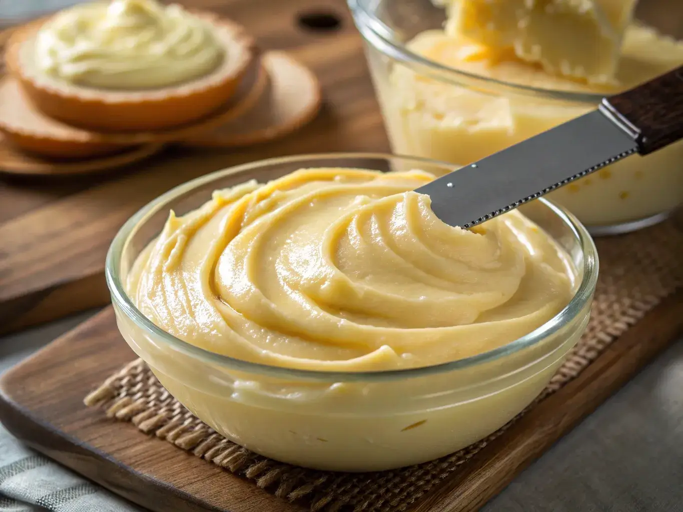 creamy coconut pastry cream in a bowl