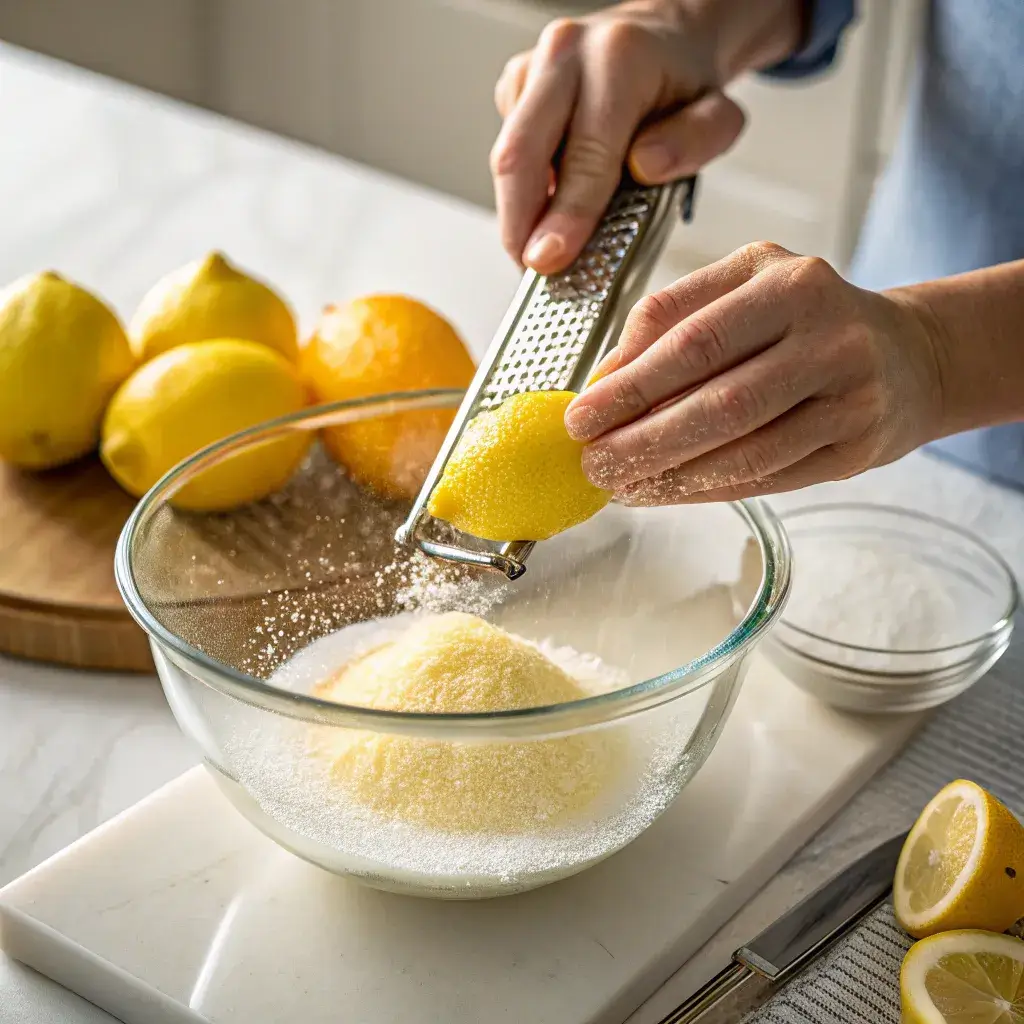 Zesting lemon into sugar for cookies