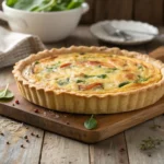 gluten free quiche fresh from oven with golden crust