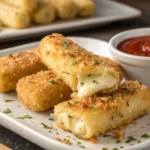 Gluten free cheese stick served fresh with dipping sauce