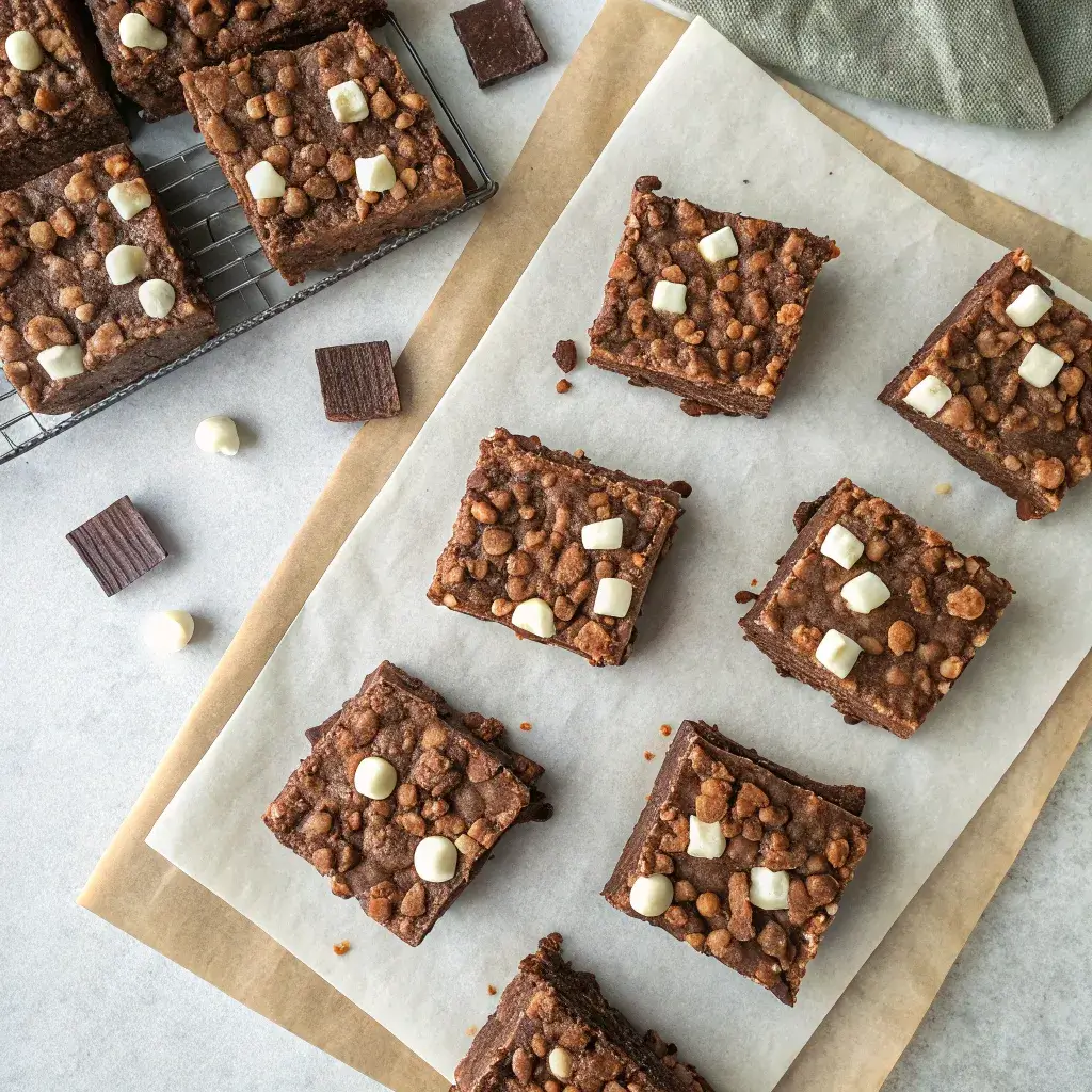 Homemade gluten free chocolate rice krispie treats