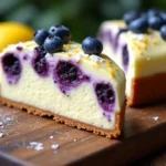lemon blueberry mascarpone cake close-up