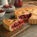 Sugar free cherry pie with golden crust and cherry filling