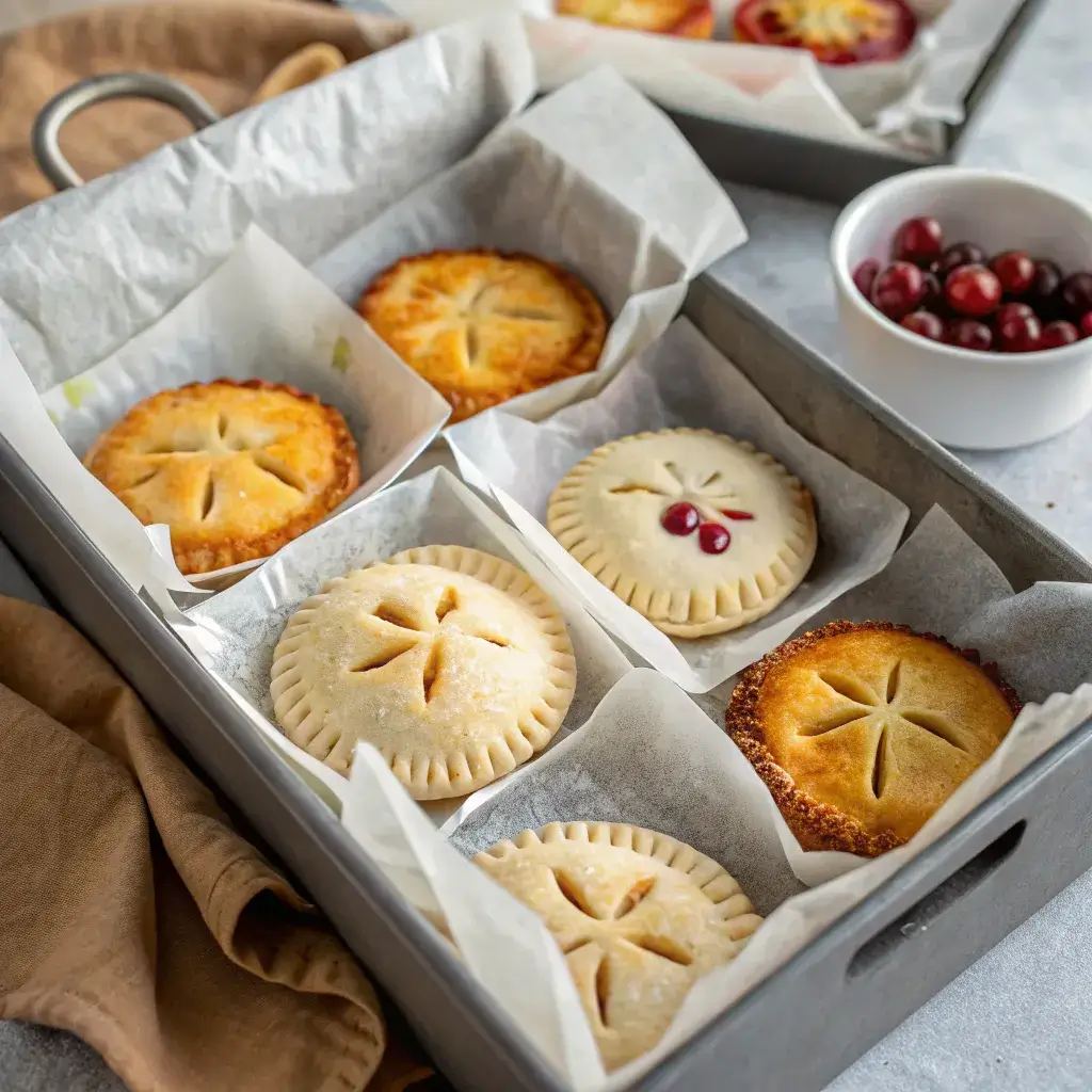 freezing chicken and chive hand pies on tray