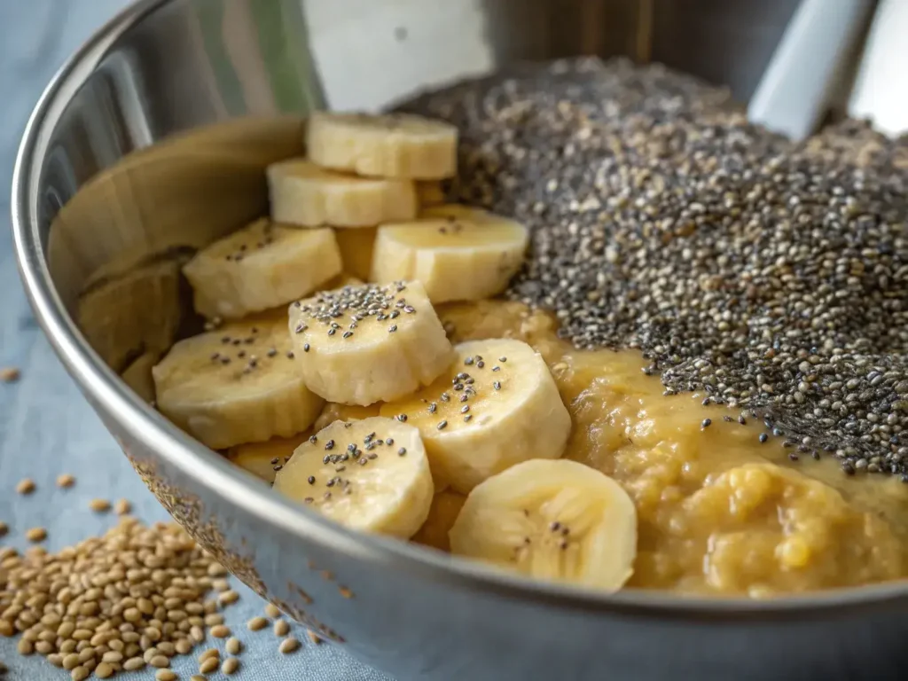 mashed banana with chia seeds preparation