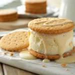 Banana pudding ice cream sandwich with vanilla wafers
