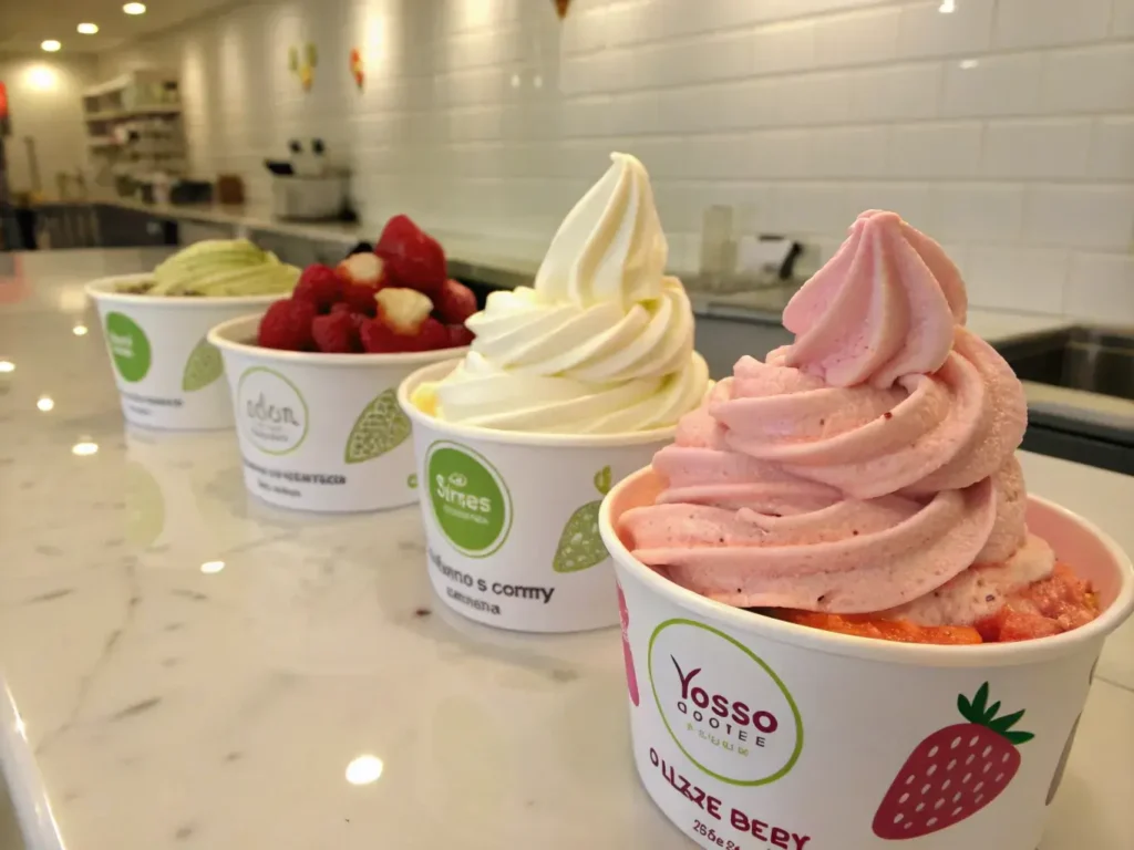 Top brands of tart yogurt ice cream on a kitchen counter