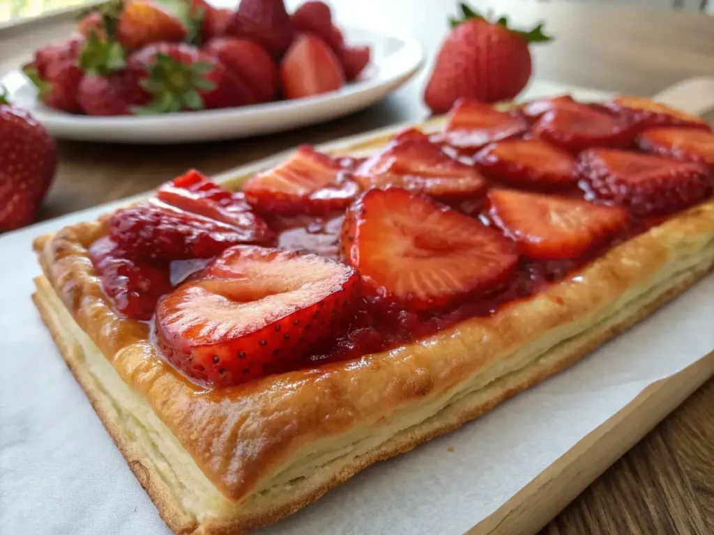Comparison of fresh and cooked strawberries in pastry