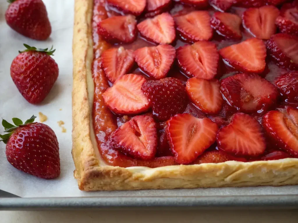 Comparison of fresh and cooked strawberries in pastry