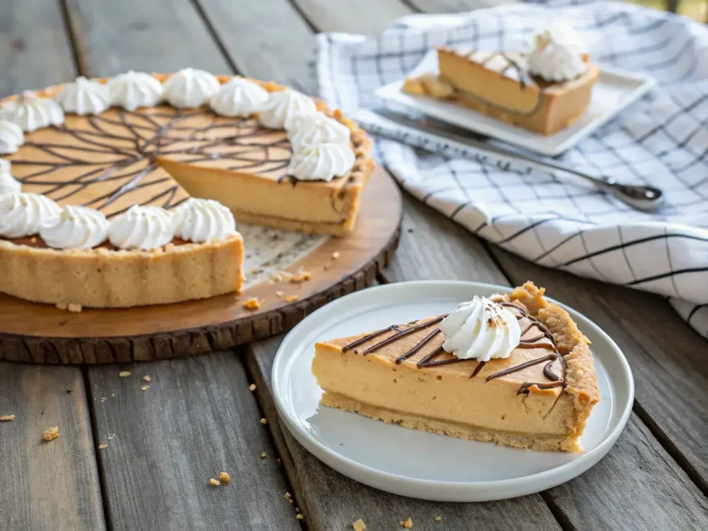 Dolly Parton peanut butter pie slice with whipped topping