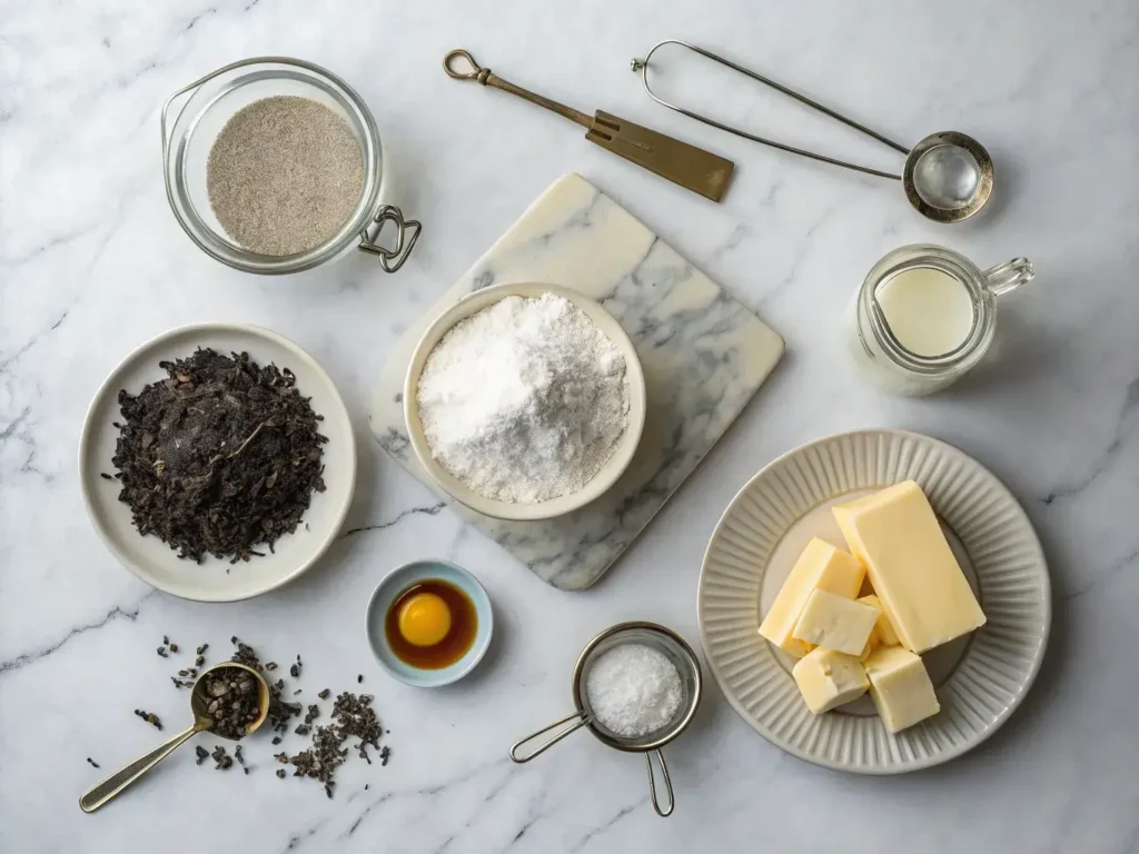 Ingredients for Earl Grey Tea Shortbread cookies