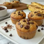 eggless banana chocolate chip muffins fresh from oven