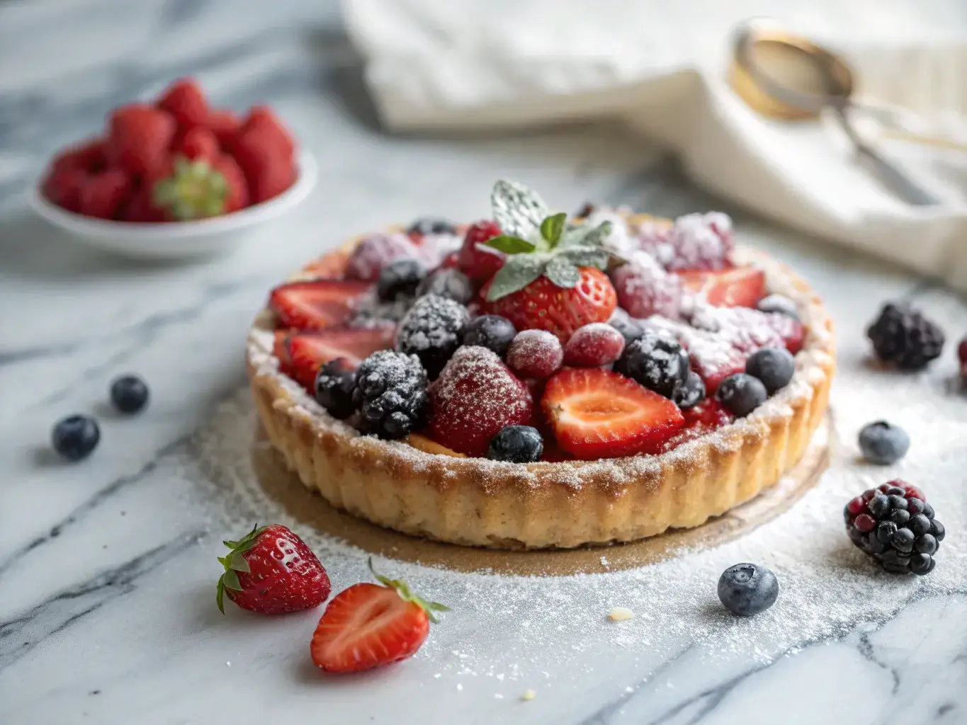 fruit pastry tart with fresh berries