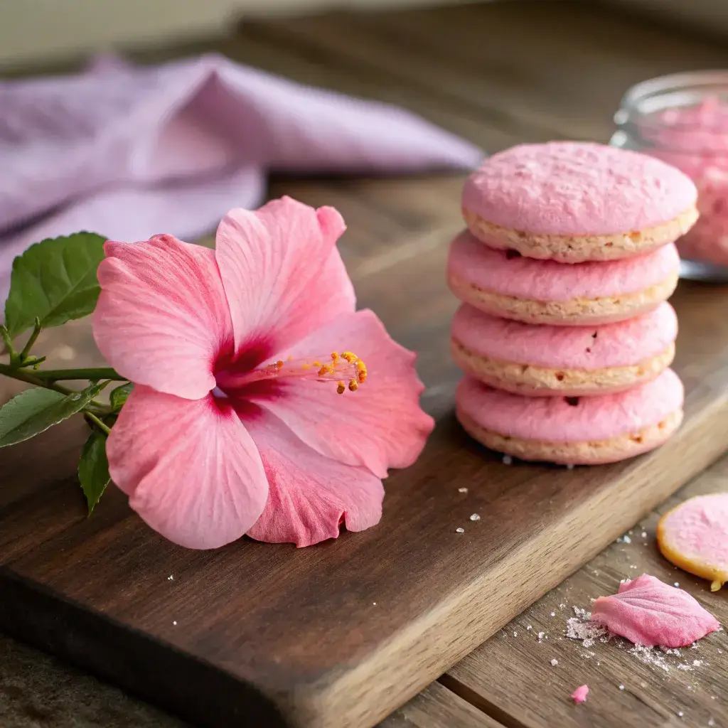 Hibiscus cookie dough on baking tray