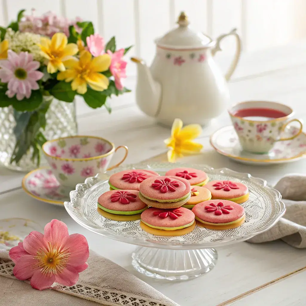 Hibiscus cookies served with tea
