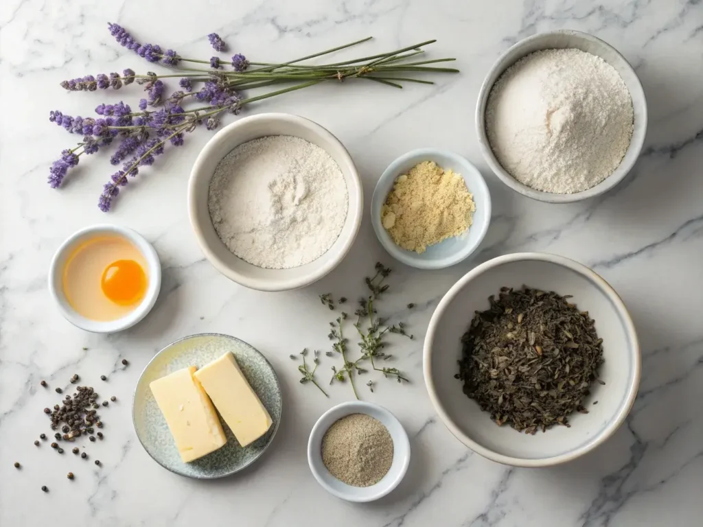 ingredients for earl grey lavender cookies