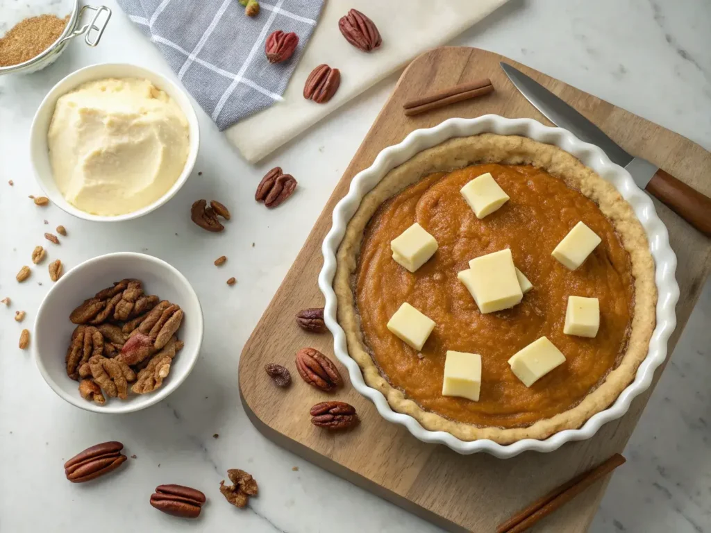 Layering process for pecan dump cake