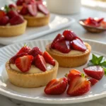 Mini strawberry tarts with fresh berries and mint