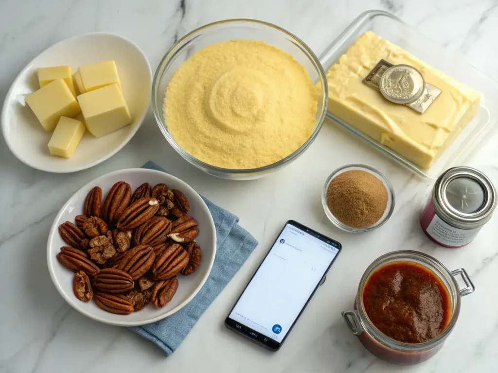Ingredients for pecan dump cake recipe