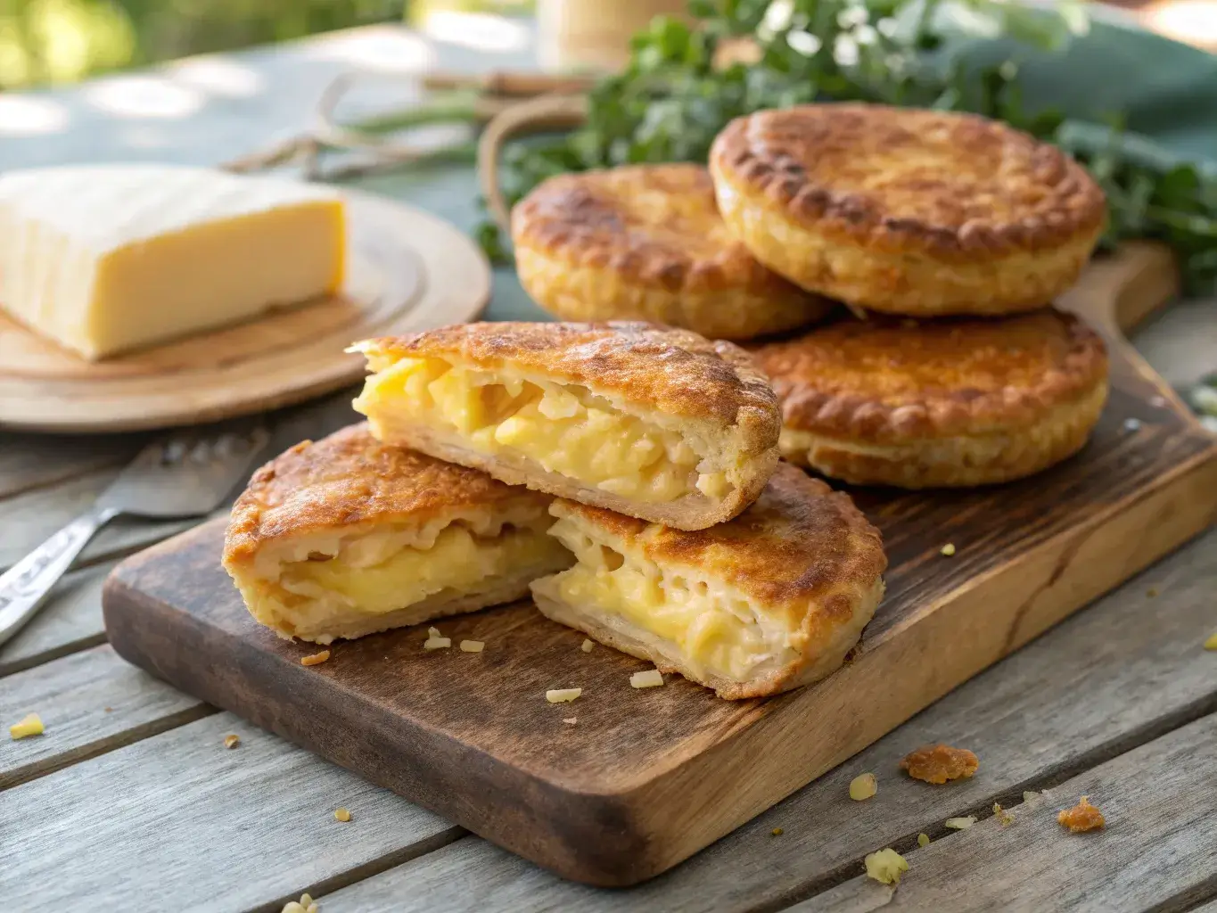 potato filled pastry golden crispy snack with cheesy filling