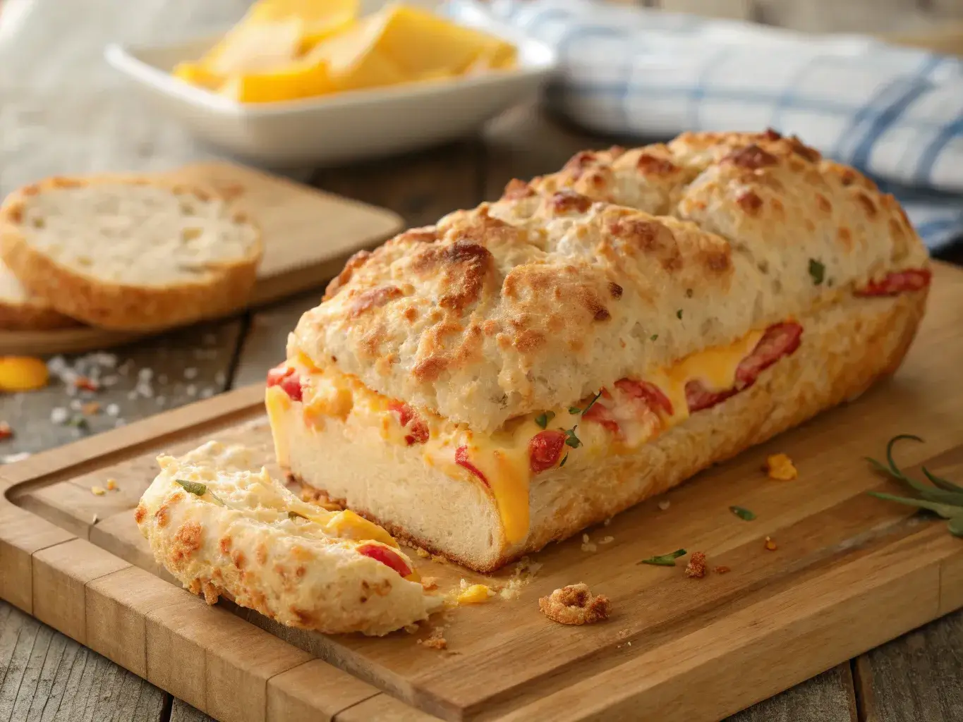 Red Lobster cheese biscuit loaf recipe close-up with golden crust