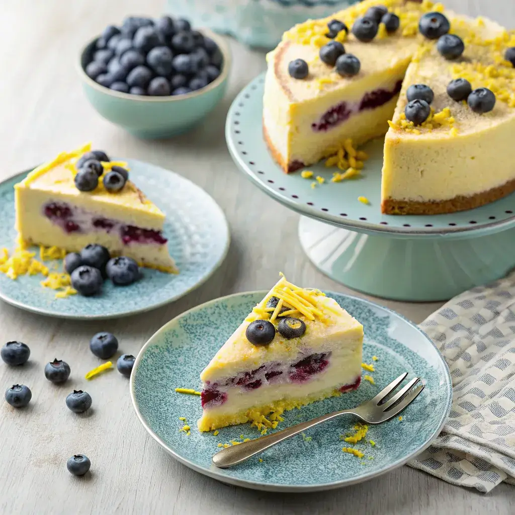 serving sugar free lemon blueberry pudding cake from scratch healthy dessert