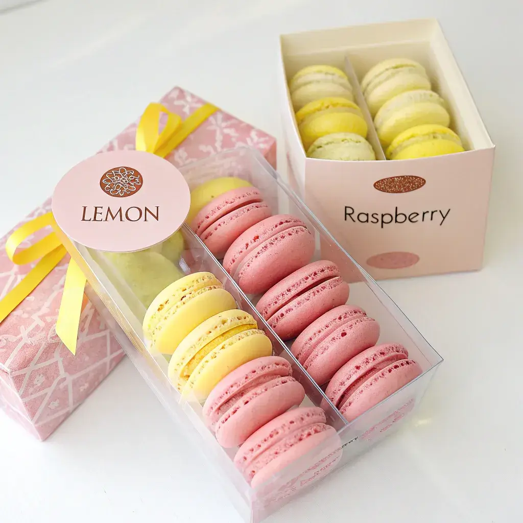 Storing lemon and raspberry macarons