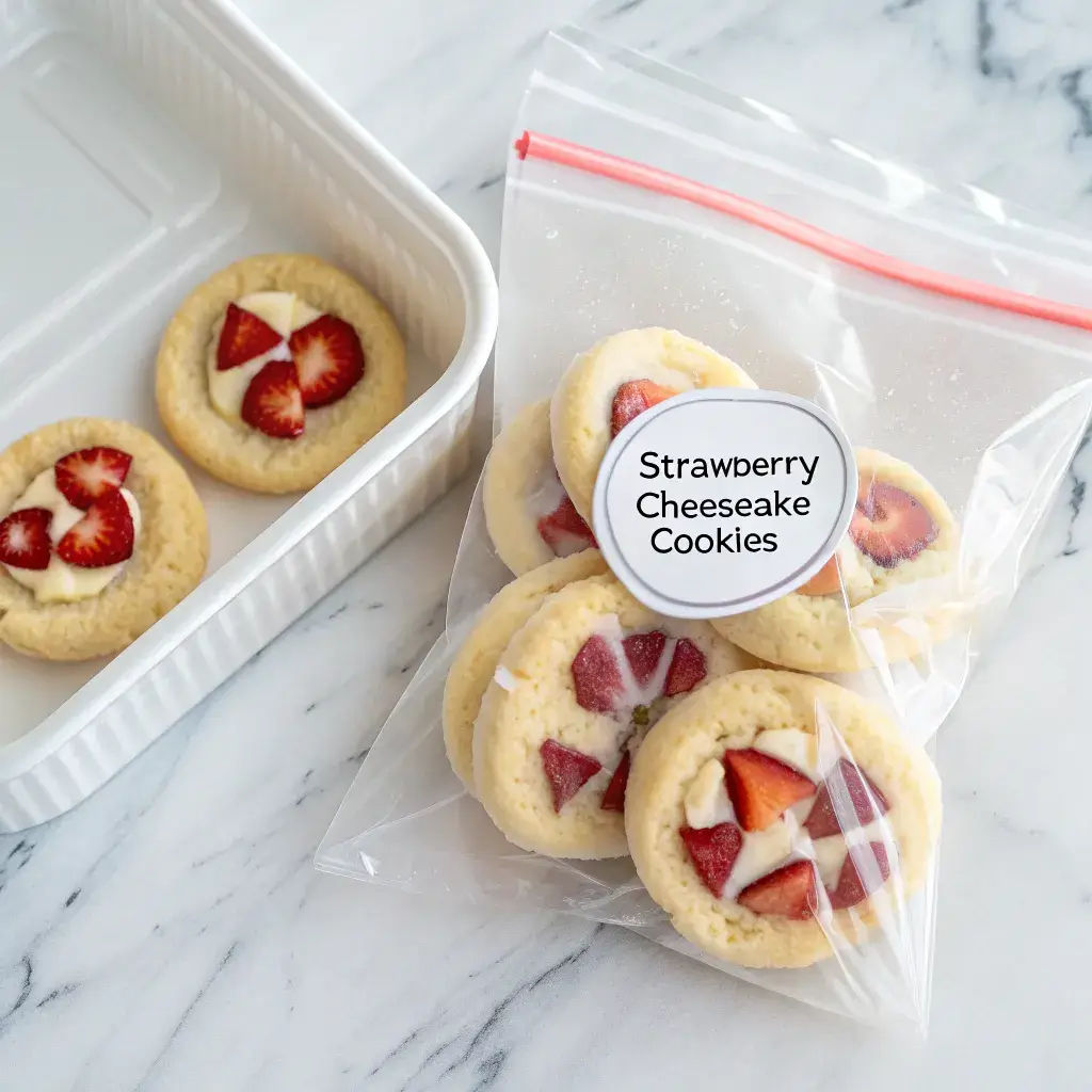 Freezing strawberry cheesecake cookies for later