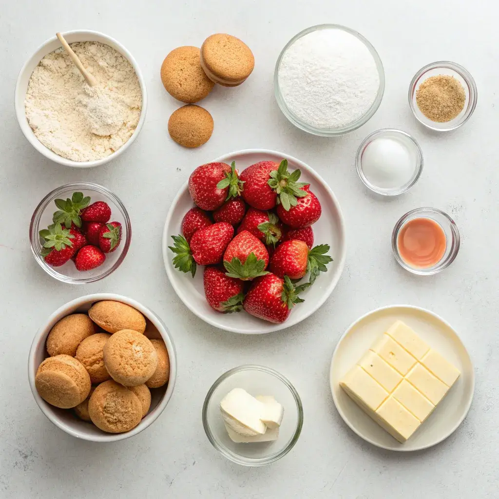 Ingredients for strawberry cheesecake cookies