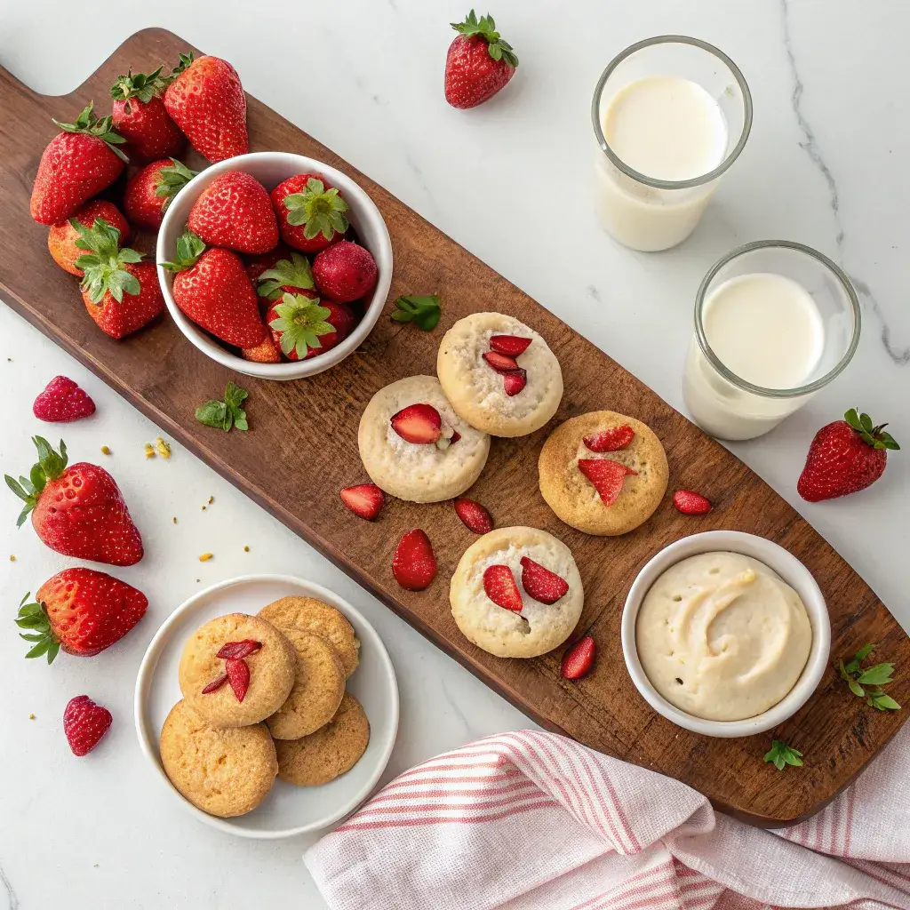 Strawberry cookies with dessert board pairings