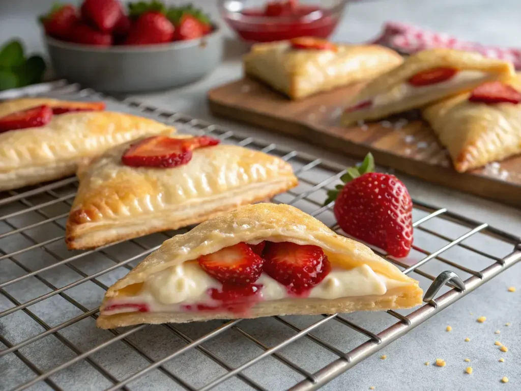 Strawberry turnovers made with puff pastry