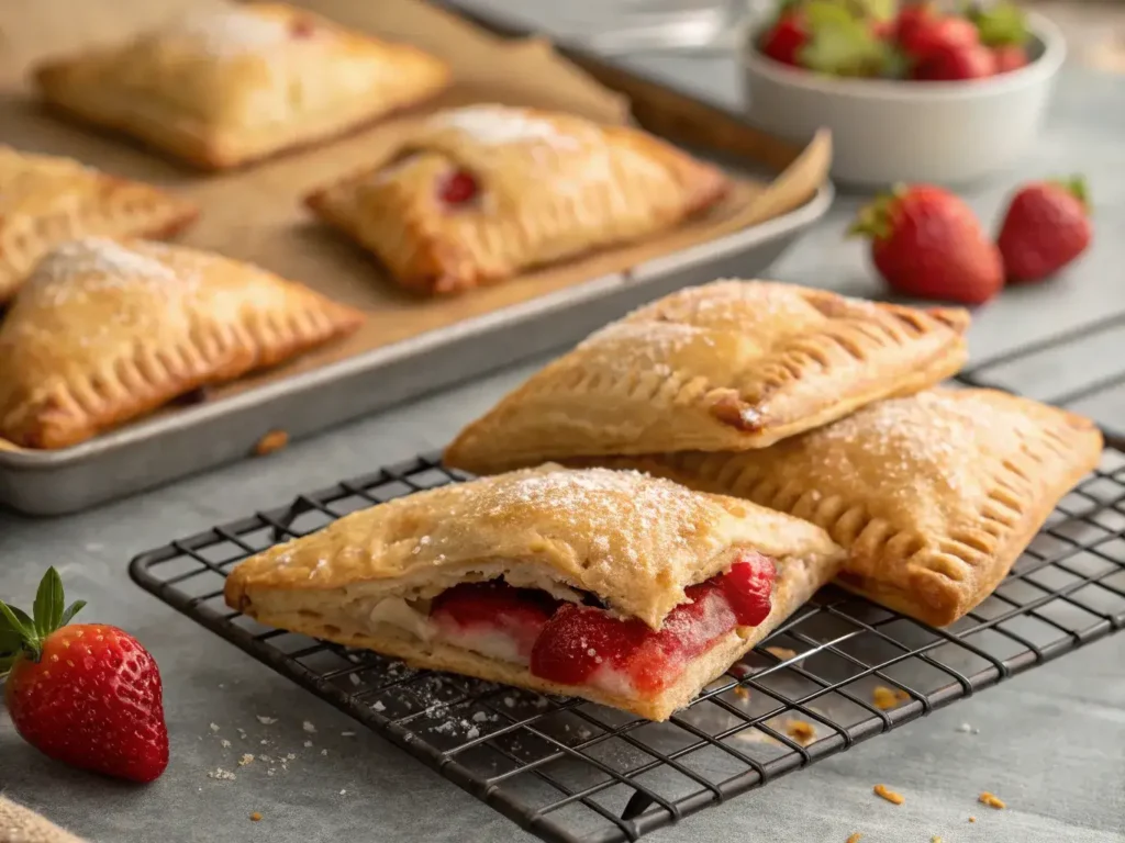 Strawberry turnovers made with puff pastry