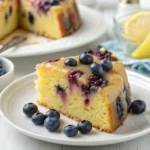 sugar free lemon blueberry pudding cake from scratch slice close up