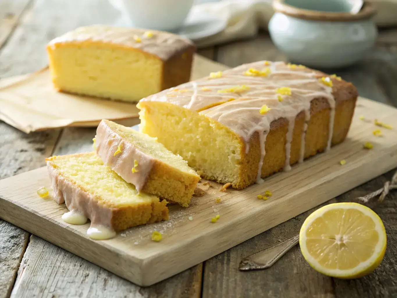 sugar free lemon cake sliced with iced glaze recipe