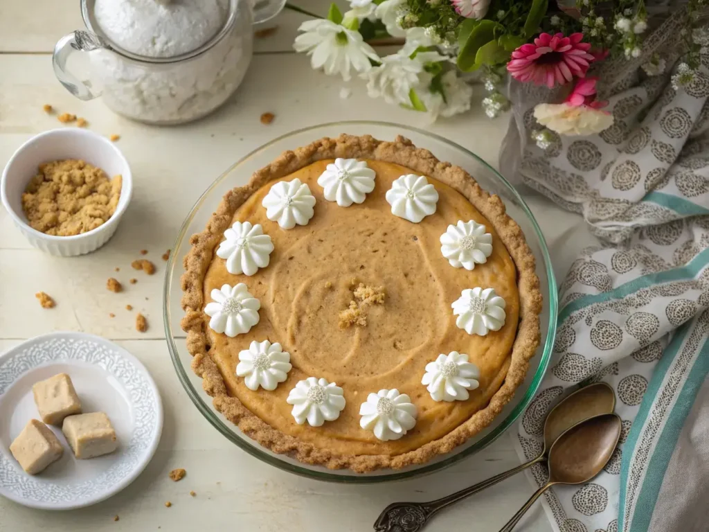 Full Dolly Parton peanut butter pie with Southern-style presentation