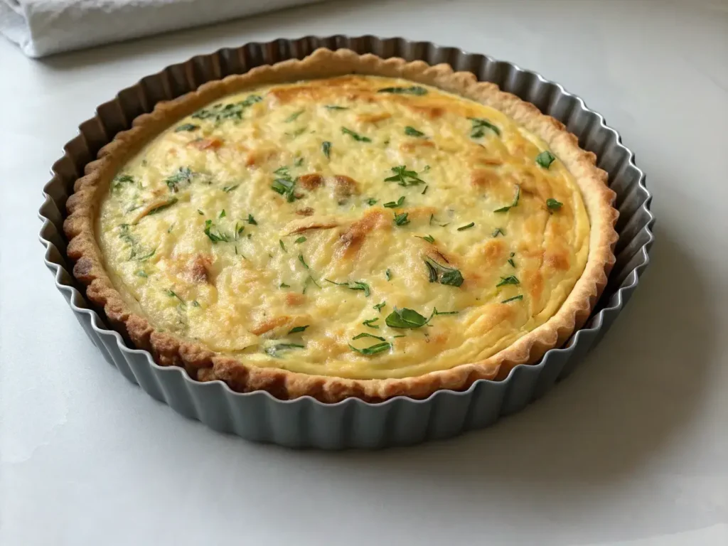 Whole baked phyllo crust quiche