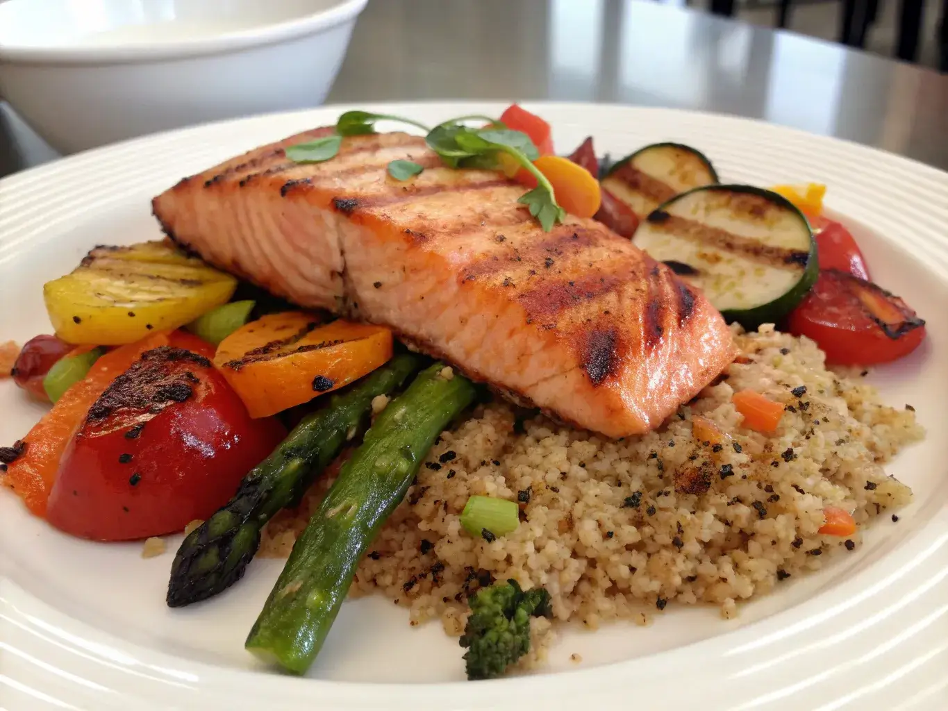 Zepbound diet plan healthy salmon meal with vegetables