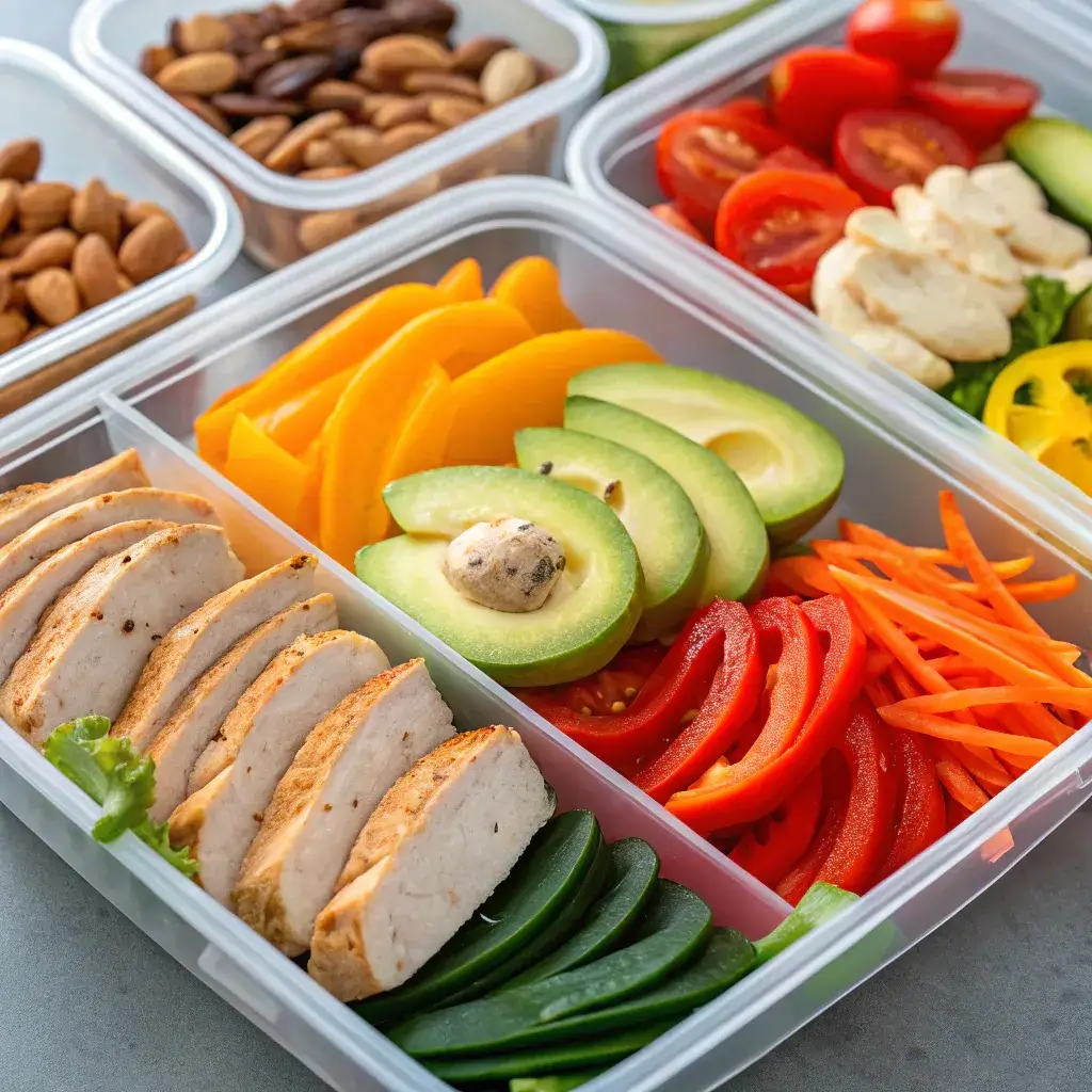 Zepbound diet plan weekly meal prep with veggies and protein