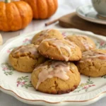 freshly baked Maple Pumpkin Cookies on a vintage ceramic plate