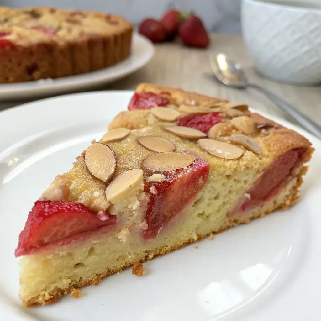 Almond rhubarb cake recipe slice