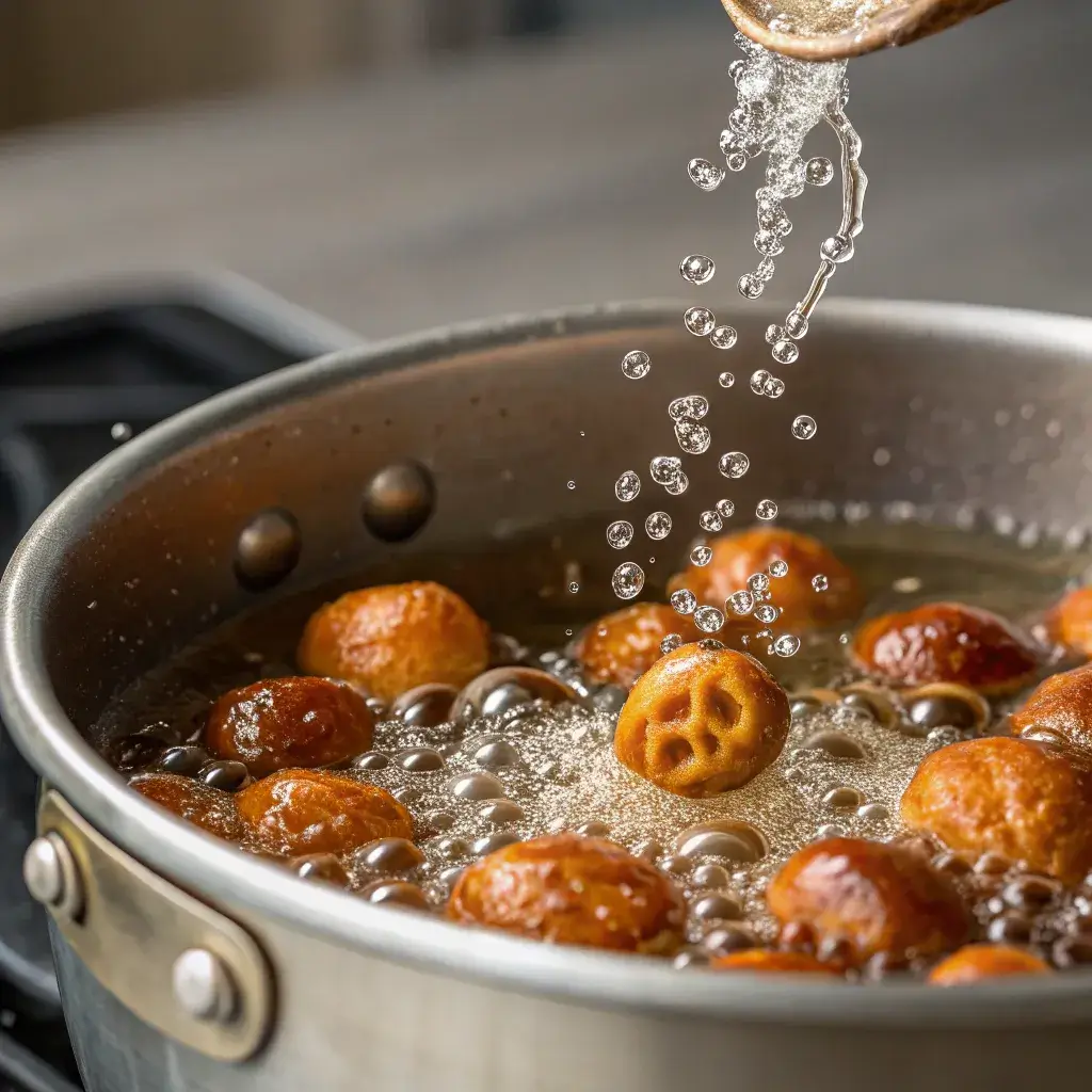 Boiling sourdough discard pretzel bites in baking soda bath