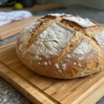 Bolted flour in sourdough bread rustic boule loaf