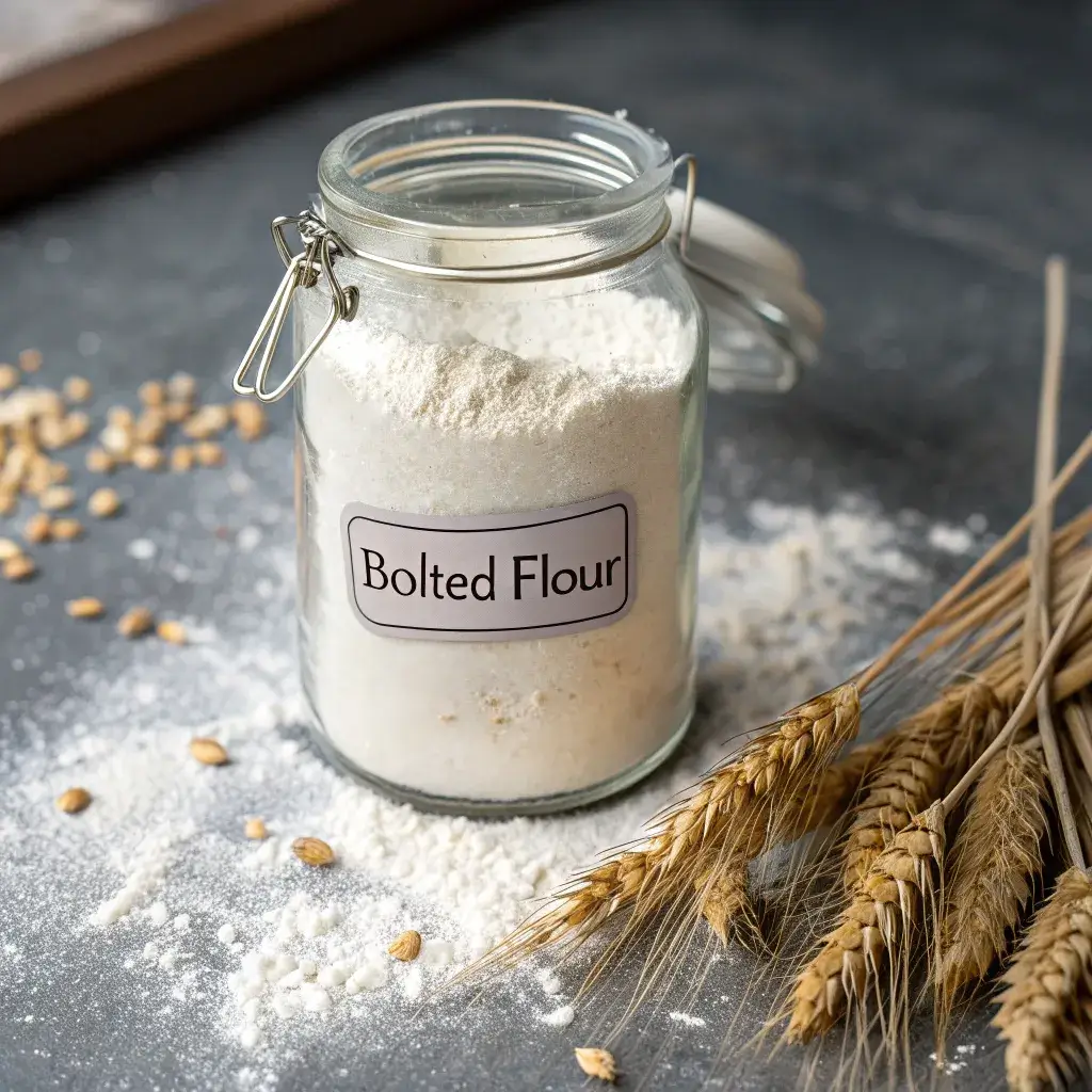 Bolted flour in sourdough bread fresh milled flour jar